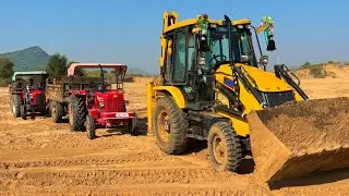 Jcb Xpert Machine With Mahindra Tractor Trolley Lodging Tractor Trolley Video JCB 3dx Working 