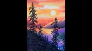 COMO PINTAR UN ATARDECER Y PINOS A CONTRALUZ USANDO TIZAS PASTEL