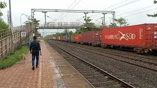 Freight Train with Electric Engine skips Kankavali : Konkan Railway : Konkan Railway Electrification