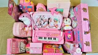 Box full of premium pink stationery - piano pencil case, pencil sharpner, art kit, glowing watch etc
