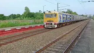 Dangerous Goat Headed Galloping Local Train Furious Moving Throughout At Empty Station