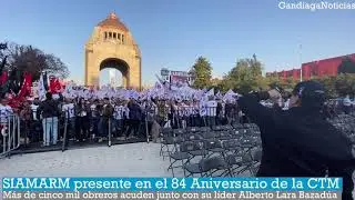 Alberto Lara Bazaldua en el 84 aniversario de la CTM.