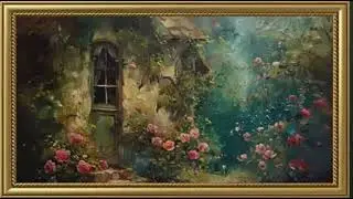 Vintage Garden Painting | Quiet Visual | Soft Floral Atmosphere