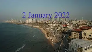 Israel. Tel Aviv Yafo.Old Jaffa at sunset.Drone view. Cinematic video.Старый Яффо на закате.