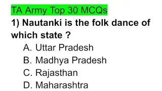 TA Army Top 30 MCQs | GK Related Top MCQs | By Rohani Sir | Expected MCQs for TA Army Exam 2025_26