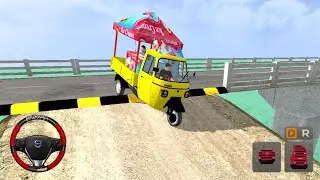 Ape Auto Ice Cream Truck 😱Indian Traffic Speed Breaker City Drive | Bus Simulator Indonesia (BUSSID)
