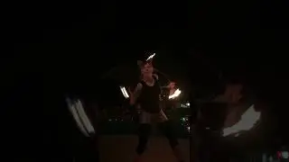 Fire hoop dancing at halloween party!  My hair catches fire! #firedancer #fireperformance #graceful
