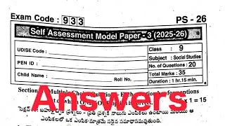 9th class Social🔑 Self Assessment -3 (FA-3)Real Key Answers 2025-26 || Self Assessment Model Paper 3