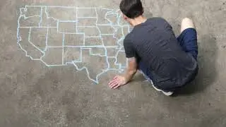 USA Map From Memory Freehand Chalk Drawing
