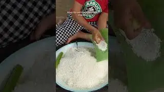 Yummy! Cambodian sticky rice steamed cake (Num Ansom Chek) - Village food