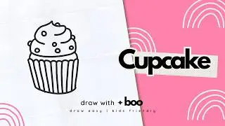 How to Draw a CUPCAKE 🧁💕 cute food doodle | Easy Art Tutorial for Kids & Toddlers | DRAW WITH BOO