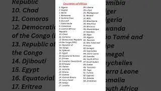 Countries Name in Africa | country Names of Africa in English |#country#gk #shorts #africa #geo