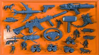 Satisfying Cleaning of Toy Racing Cars, Godzilla, Airplane, Cement Mixer, Excavator & Superheroes