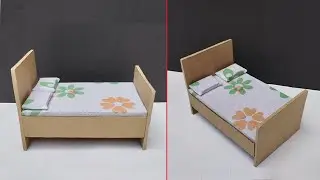 How to make cardboard bed | DIY miniature bed | Cardboard crafts