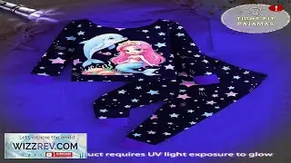 2 Pieces Sets Snug Fit Night Wear Baby Girl Mermaid Glow Print
