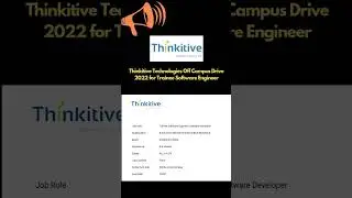 Thinkitive Technologies Off Campus Drive 2022 for Trainee Software Engineer #thinkitive #shorts