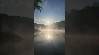 Fog rising off the lake while the birds sing at sunrise...#travel #nature #lake #sunrise #shorts