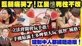 1.9【藍絲痛哭了！江旻憓死性不改  】 立法會開會玩手指！手機貼滿士多啤梨大玩