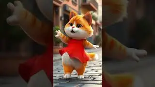 Cutest Chubby Cat Dancing in Red Dress! 💃😻 #Shorts