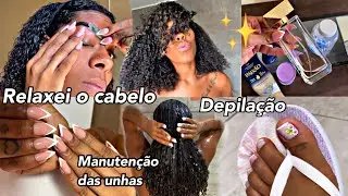SPA DAY aleatório| manutenção unhas| relaxei o cabelo, depilação e sobrancelhas