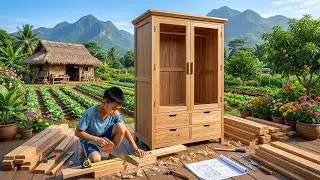 Country Life: Orphan Boy Building a Wooden Wardrobe From Scratch Using Simple Tools
