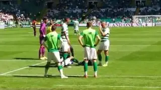 Nir Bitton being treated, Celtic v Stade Rennais 13/7/2019