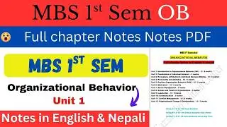 MBS 1st Sem | Organization Behavior | Chapter 1 | Important Question Answers #mbs #ob