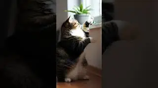 Lazy Fat Cat Fails Jump to Windowsill - Too Cute 😹🪟