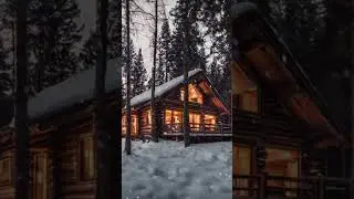 Snowy Log Cabin with Jazz Ambience #shorts