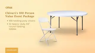 100 Folding Poly Chairs + 12 Heavy Duty Plastic 60