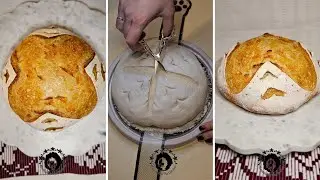 Easy sourdough bread design with scissors, sourdough bread scoring #sourdough #sourdoughdesign #asmr