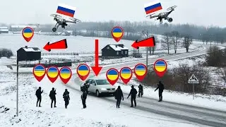 Ukrainian Troops Caught Off Guard by Russian FPV Drone on Road
