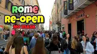 Italy - Rome Walking Tour no mask and no green pass , shopping street