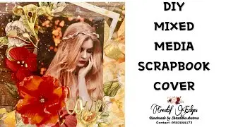 Handmade mixed media scrapbook cover