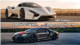 SSC Tuatara Vs Bugatti Chiron SS 300+ 100-470+ km/h Roll Race Acceleration Comparison