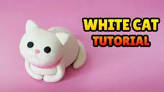 🔴DIY how to make MINIATURE WHITE CAT - Easy Polymer Clay, Fondant cake Tutorial DIY