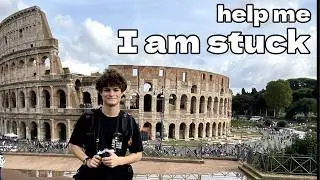 Taking photos with a rare Fuji camera in Rome.