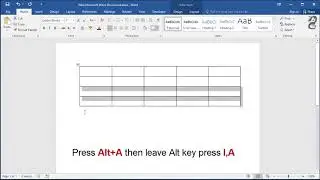 Shortcut key to Insert Rows in Table in Word
