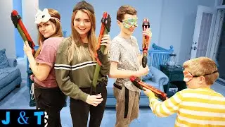 Blindfolded Marshmallow Blaster Battle