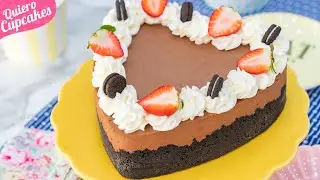 TARTA FRÍA DE CHOCOLATE, FRESAS Y GALLETAS OREO  🍫🍓 | POSTRE SIN HORNO | QUIERO CUPCAKES