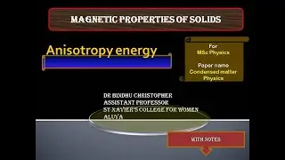 Magnetic properties of solids- Anisotropy energy