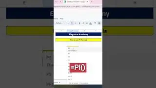 How to PI Formula #excel #msexcel  #shortsvideo #shorts #ytshorts #eleganceacademy #tricks #pi