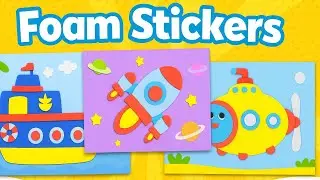 صاروخ غواصة وسفينة بالملصقات الاسفنجية🚀🛟Rocket,Submarin&Ship with foam stikers @ToyJoyKids-h2i 
