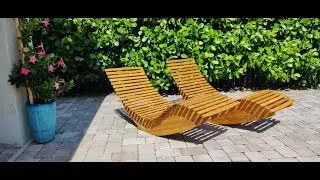 Summer Indulgences: Set of 2 Acacia Wood Rocking Sun Loungers