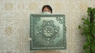 Faux tin ceiling tiles PL08 Aged copper patina video display