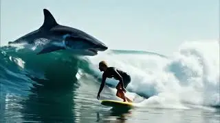 Shark Attack. Shark vs. Surfer