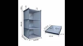Whitmor 4 Section Fabric Closet Organizer Shelving with Built In Chrome Garment Rod