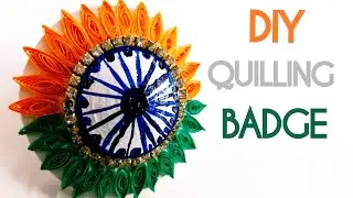 DIY Quilling Badge | Independence Day craft | Tricoloured Flower Design Badge |Tricoloured badge