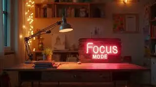 Warm & Cozy Study Ambience &ndash; Wooden Desk, LED Lights & 'Focus Mode ON' Neon Glow ✨📖