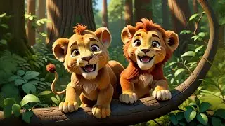 Two Baby Lions Swing on a Tree | Fun Jungle Song for Kids | Nursery Rhymes and Baby Learning